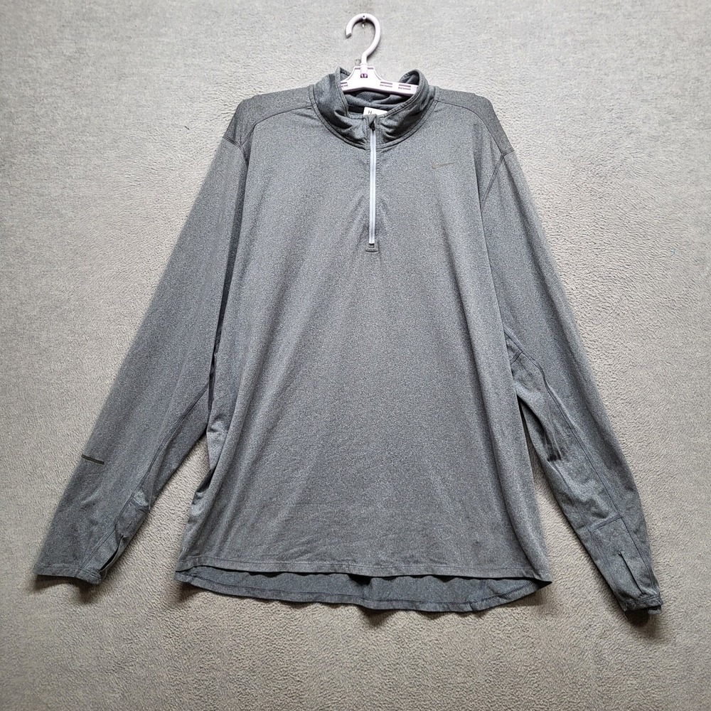 Nike Men Sweatshirt 2XL‎ Gray Dri Fit Running 1/4 Zip Long Sleeve Pullover